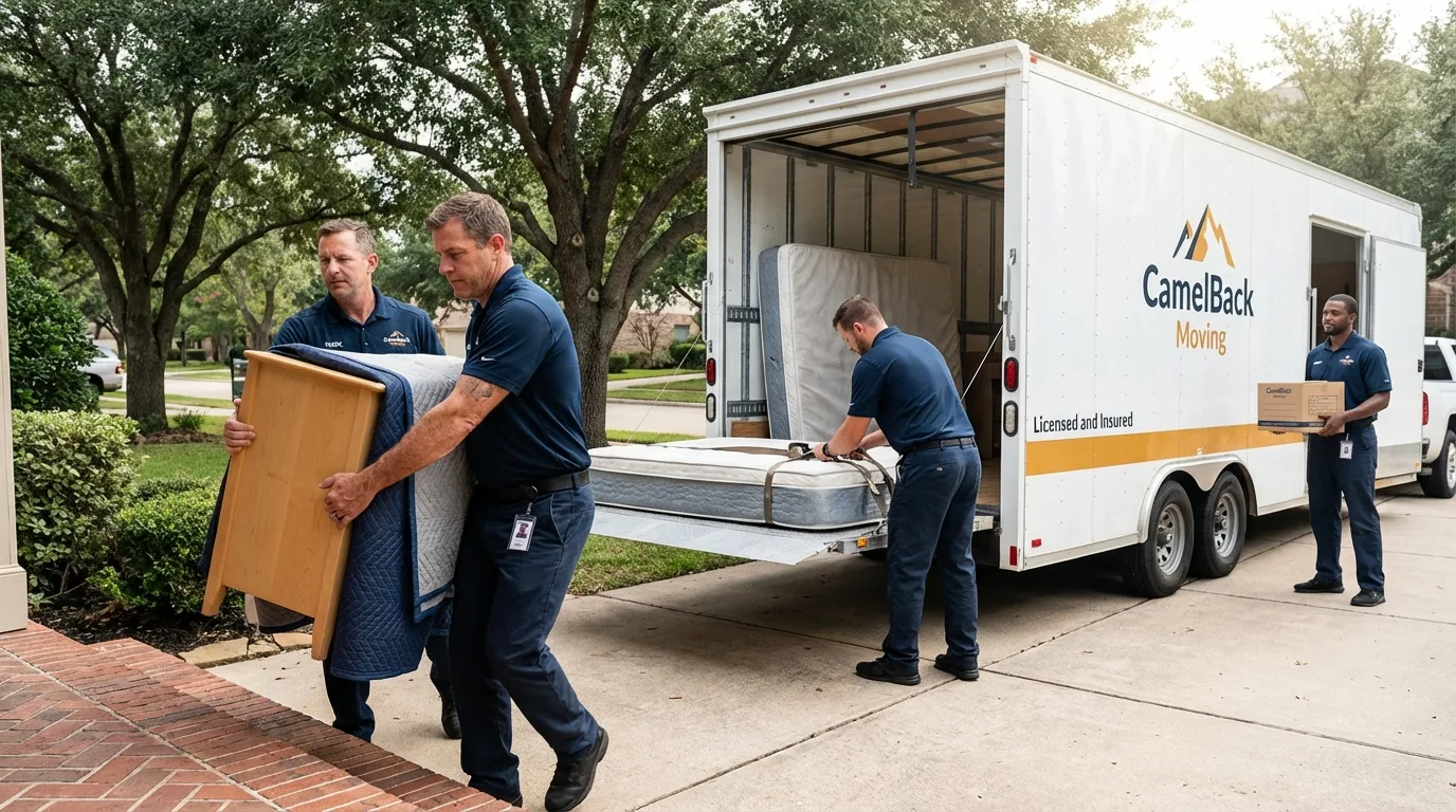 Crew loading residential truck for cross-state move from Union, MO