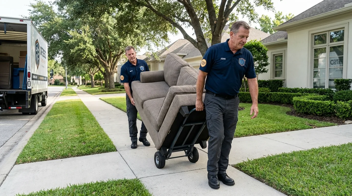 Local residential moving crew loading furniture in Union, MO
